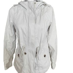 Gap off white full zipper utility  jacket